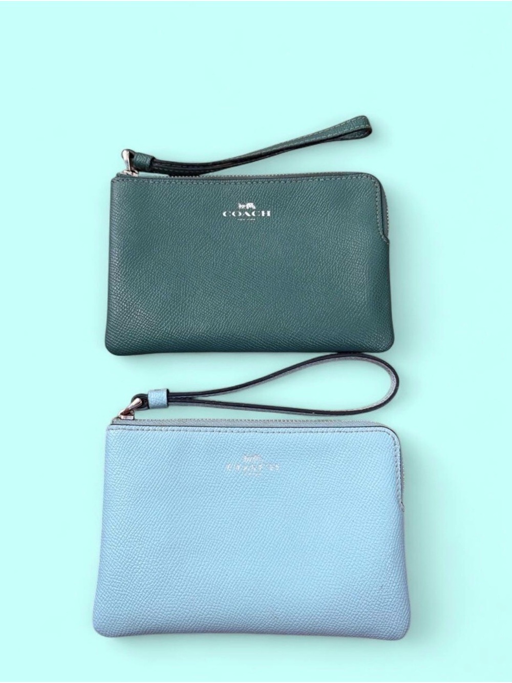 Coach Two-Tone Wristlet Set in Teal and Light Blue